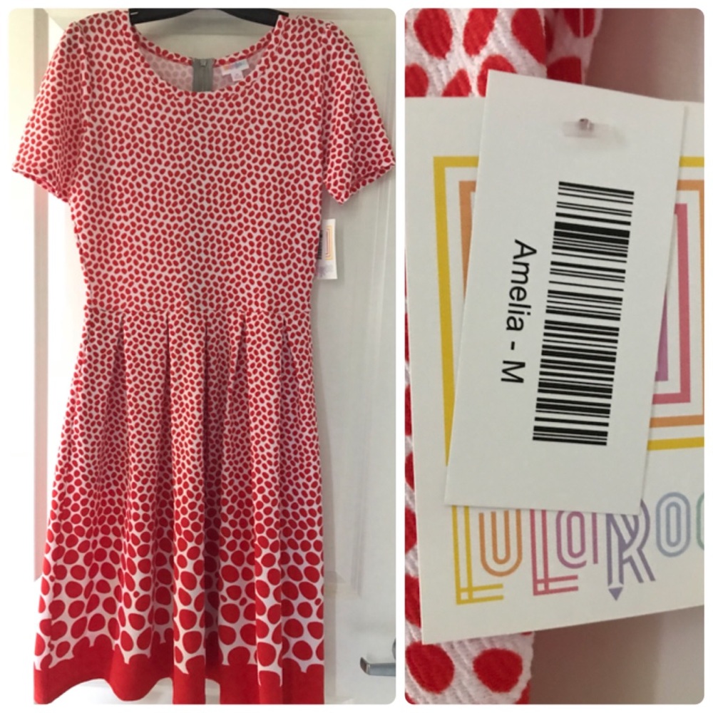 LulaRoe Amelia Dress ❣️ Red & White Gradient Dots